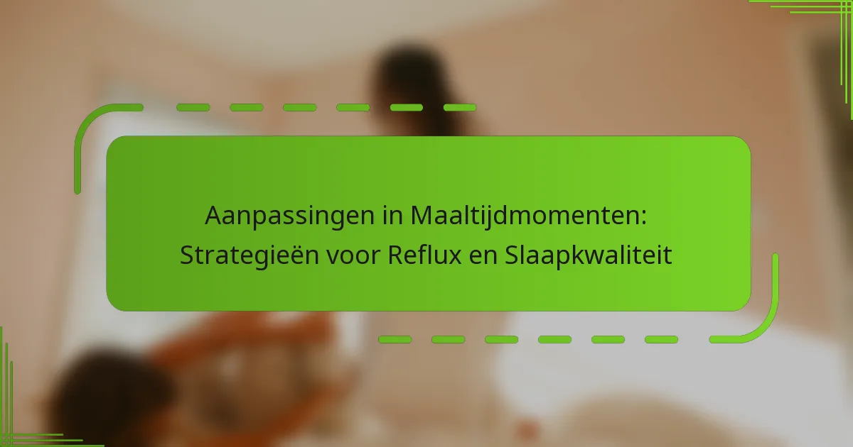 Aanpassingen in Maaltijdmomenten: Strategieën voor Reflux en Slaapkwaliteit