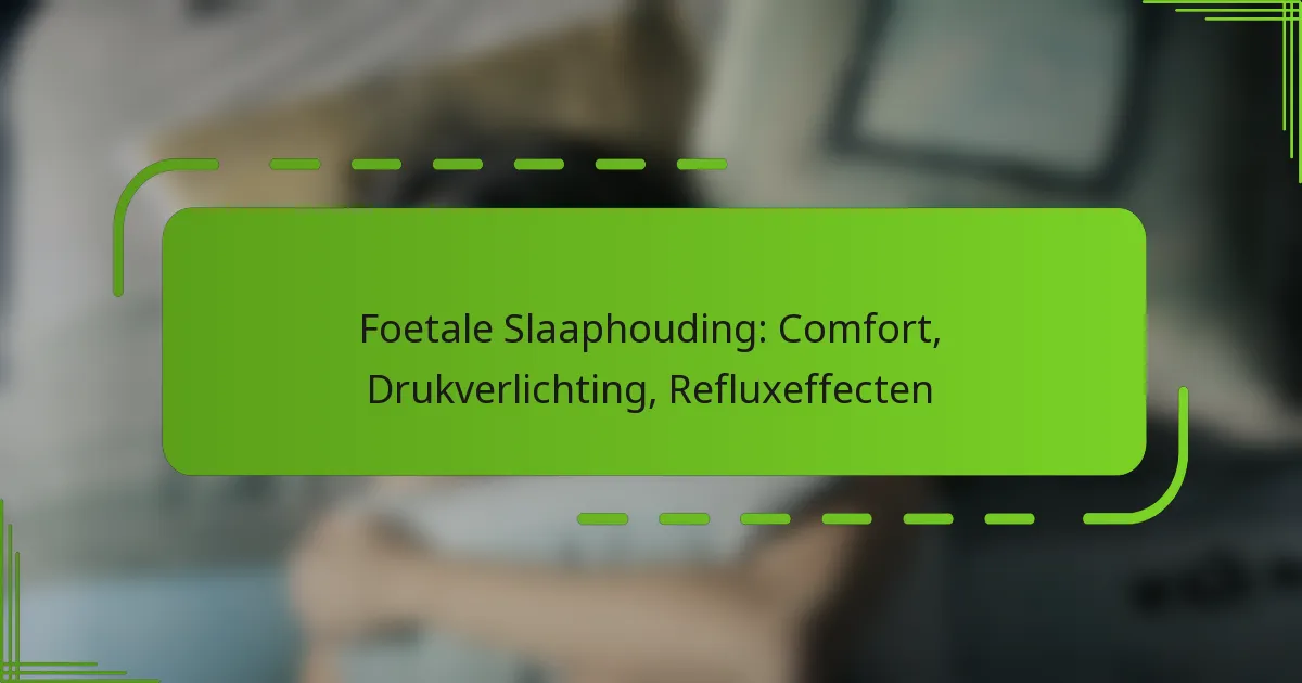Foetale Slaaphouding: Comfort, Drukverlichting, Refluxeffecten