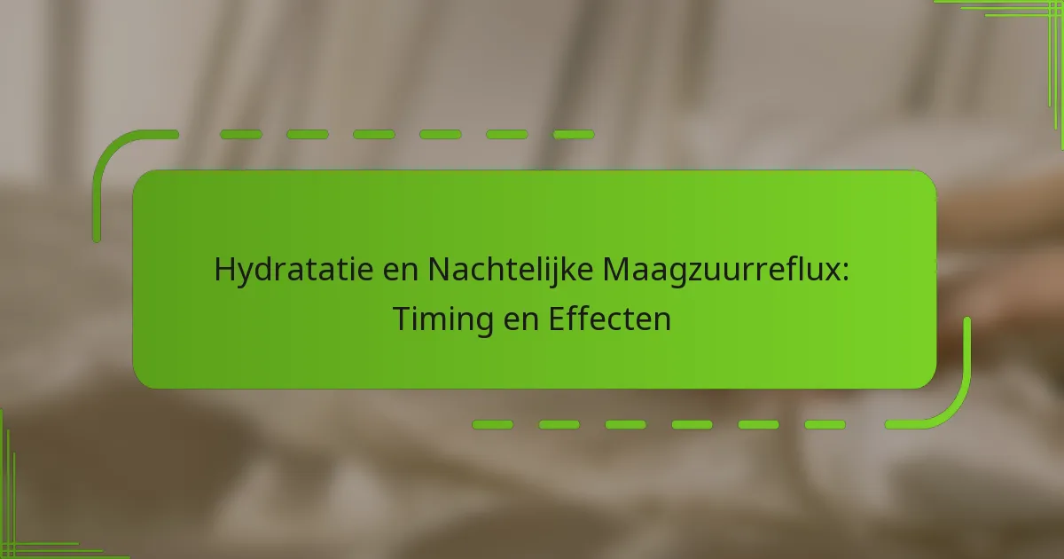Hydratatie en Nachtelijke Maagzuurreflux: Timing en Effecten