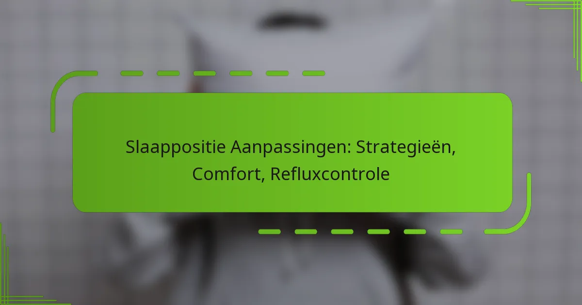 Slaappositie Aanpassingen: Strategieën, Comfort, Refluxcontrole
