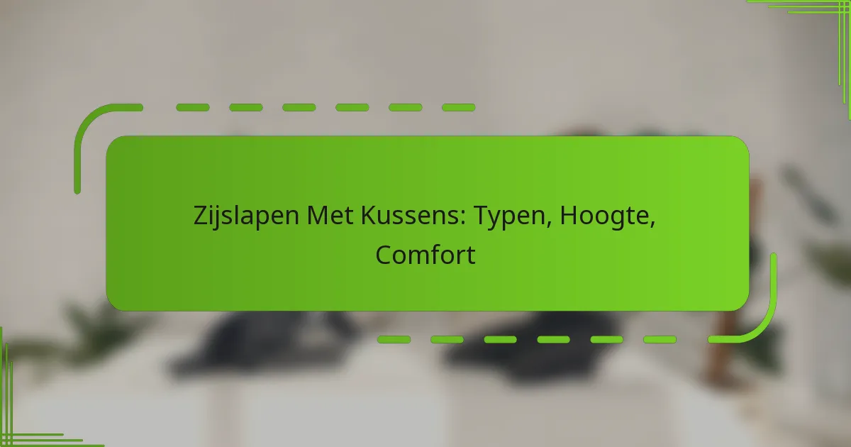 Zijslapen Met Kussens: Typen, Hoogte, Comfort